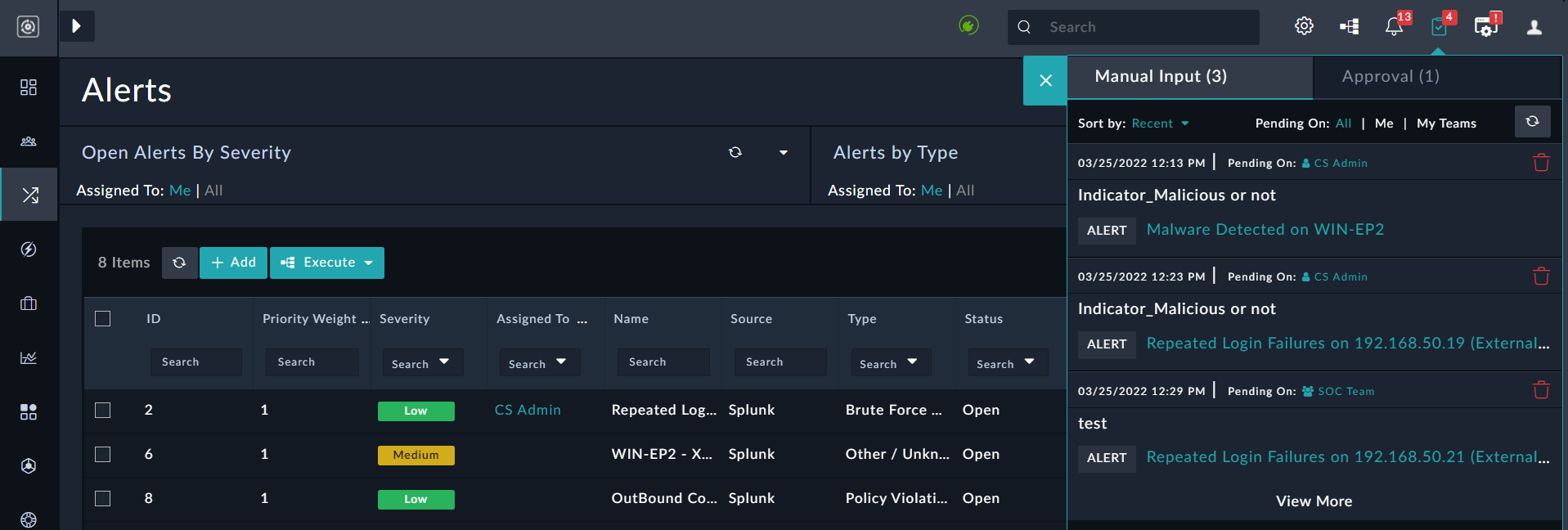 Pending Actions Panel