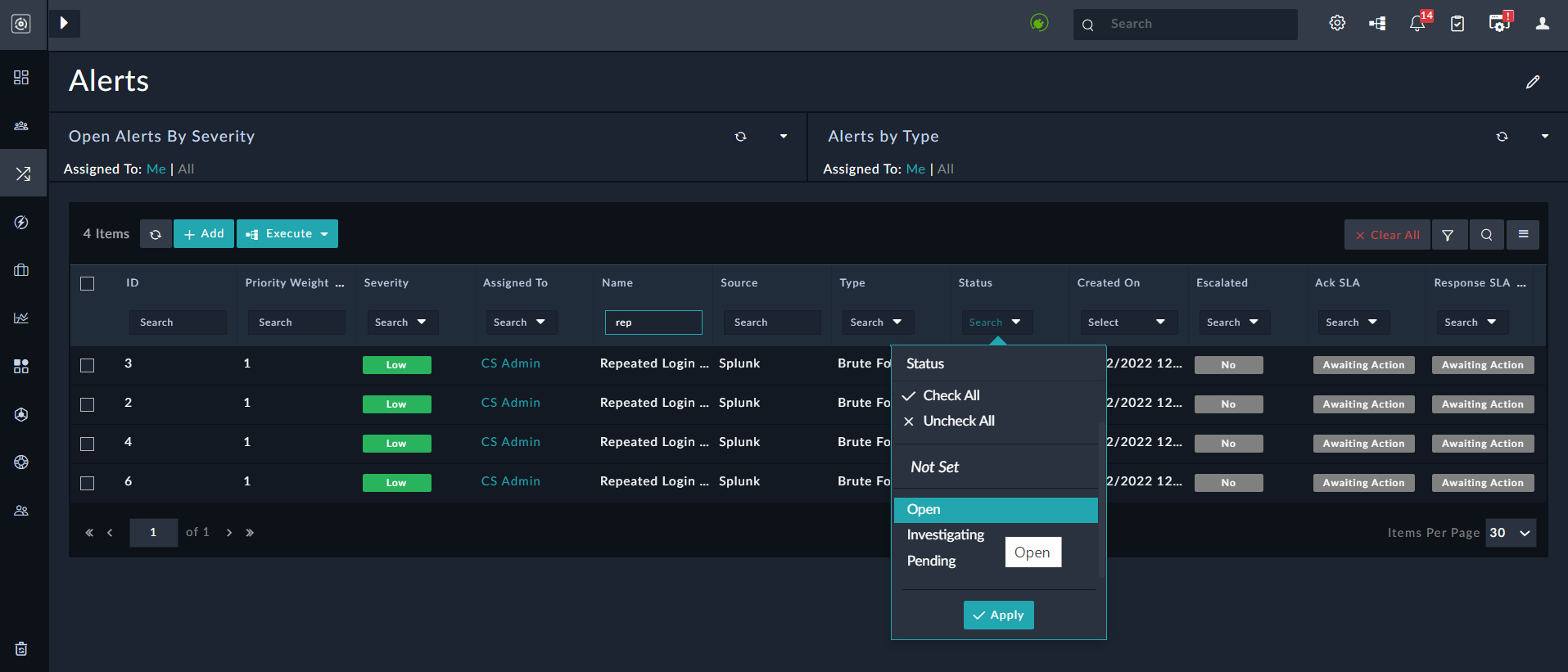 Searches for records using column filters
