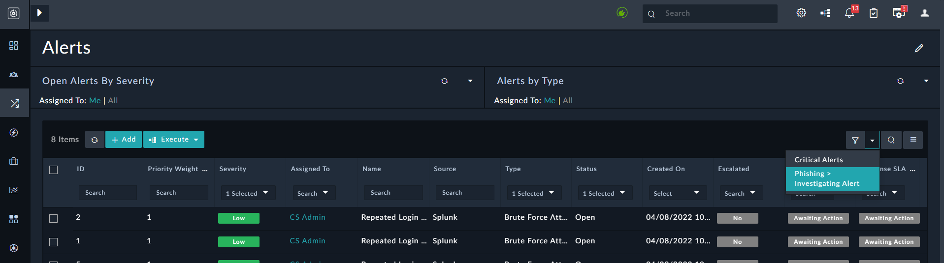 Viewing defined filters