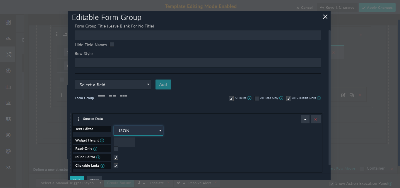 Editable Form Group Widget with the JSON Formatter Option