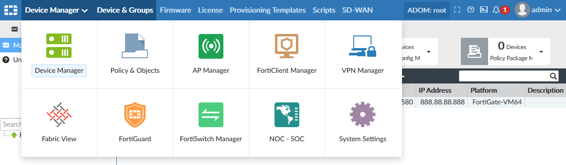 Panes | FortiManager 6.2.1 | Fortinet Document Library