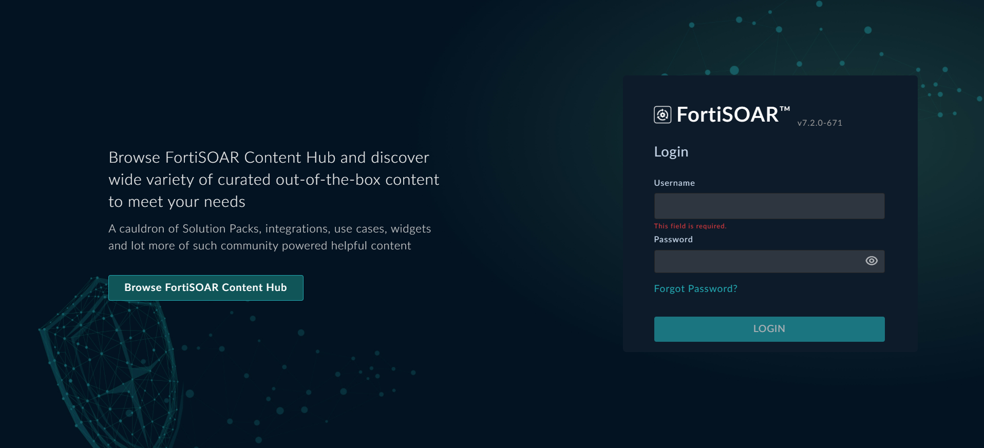 FortiSOAR&trade; login