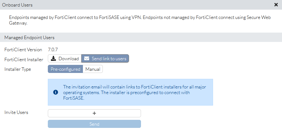 Distributing a preconfigured FortiClient agent installer | FortiSASE 24 ...