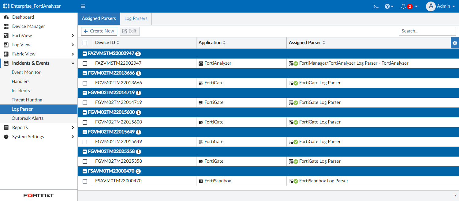 SIEM log parsers | FortiAnalyzer 7.4.7 | Fortinet Document Library