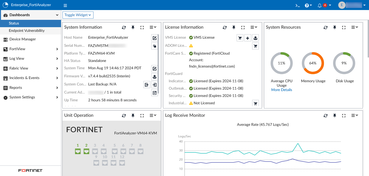 GUI overview | FortiAnalyzer 7.4.7 | Fortinet Document Library