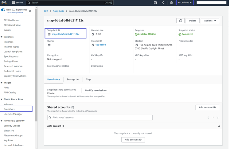 Creating AMI from the snapshot | FortiPAM Public Cloud 1.6.0 | Fortinet ...