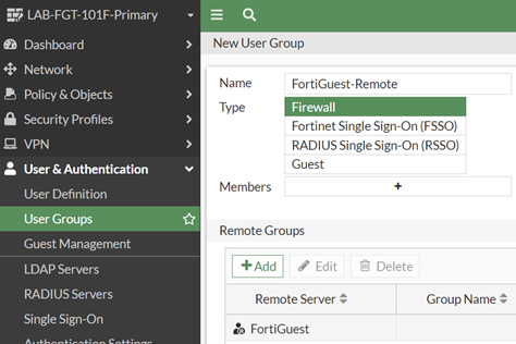 Fortios Gui Creating a User Group | FortiGuest 2.0.0 | Fortinet Document Library