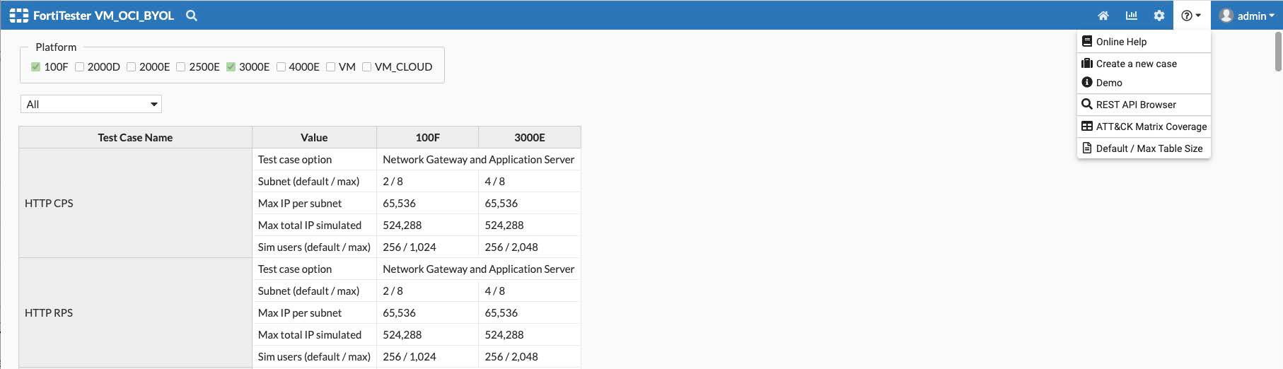 Default and maximum values | FortiTester 7.4.2 | Fortinet Document Library