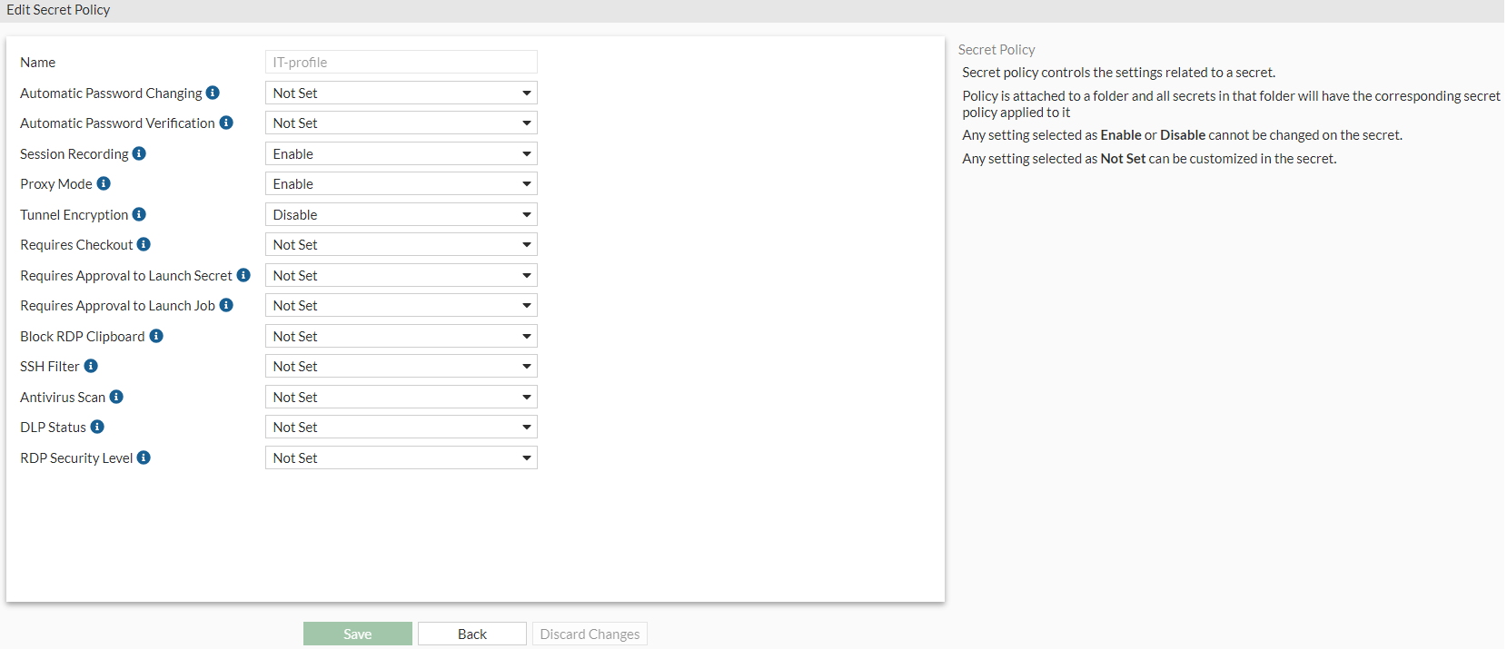Configuring a secret policy | FortiPAM 1.3.0 | Fortinet Document Library