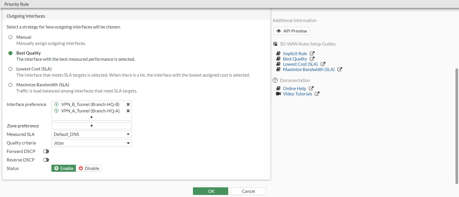 SD-WAN rule for VoIP traffic