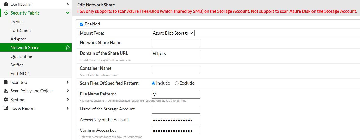 Azure blob storage fortisandbox 4 2 8 fortinet document library