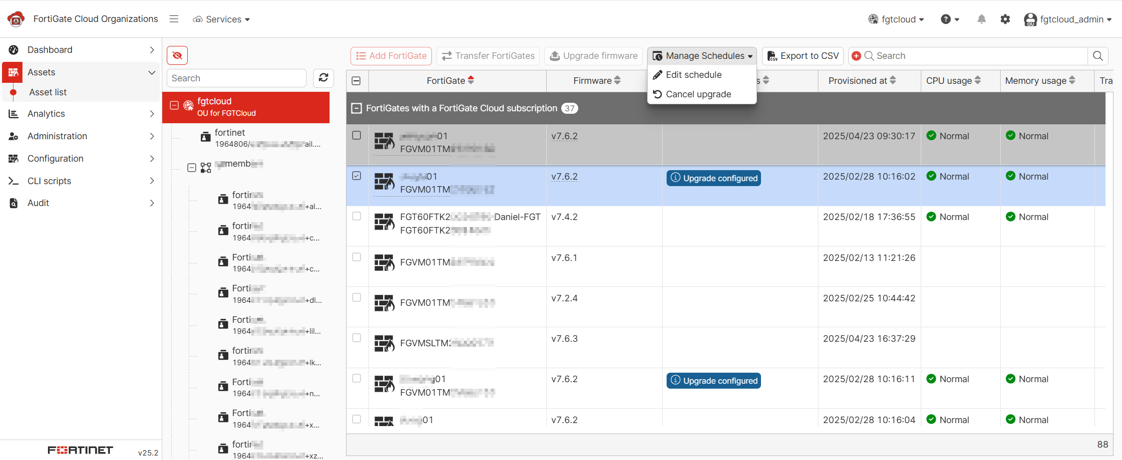 OU Asset list | FortiGate Cloud | Fortinet Document Library
