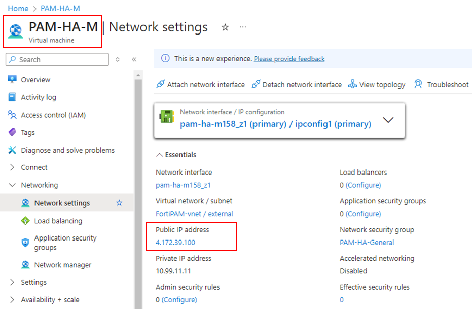 FortiPAM HA on Azure | FortiPAM Public Cloud 1.6.0 | Fortinet Document ...