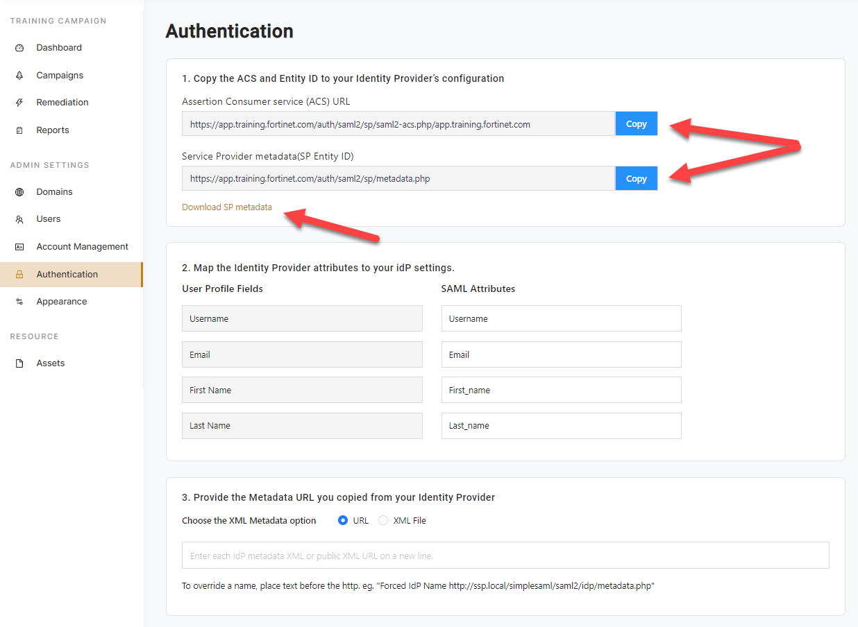 Authentication - Configuring SAML2 single sign on | Security Awareness ...