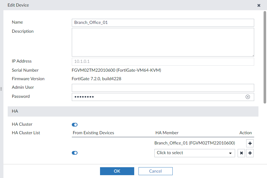 Adding an HA cluster | FortiAnalyzer 7.4.3 | Fortinet Document Library