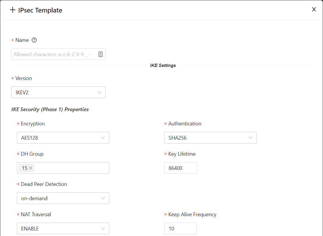 Creating custom IPsec templates | FortiManager 7.0.1