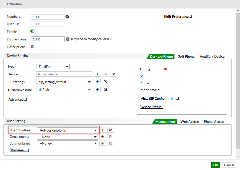 Hot desking | FortiVoice 7.2.0 | Fortinet Document Library