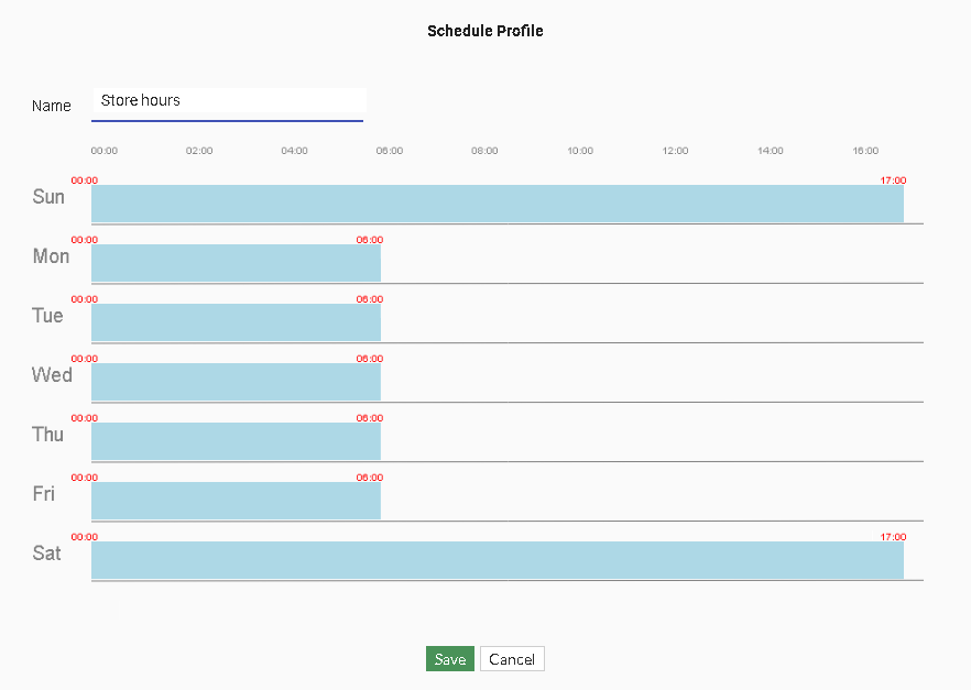 Camera Schedule Example Scheduled recording | FortiCamera Cloud 24.2.0 | Fortinet Document Library