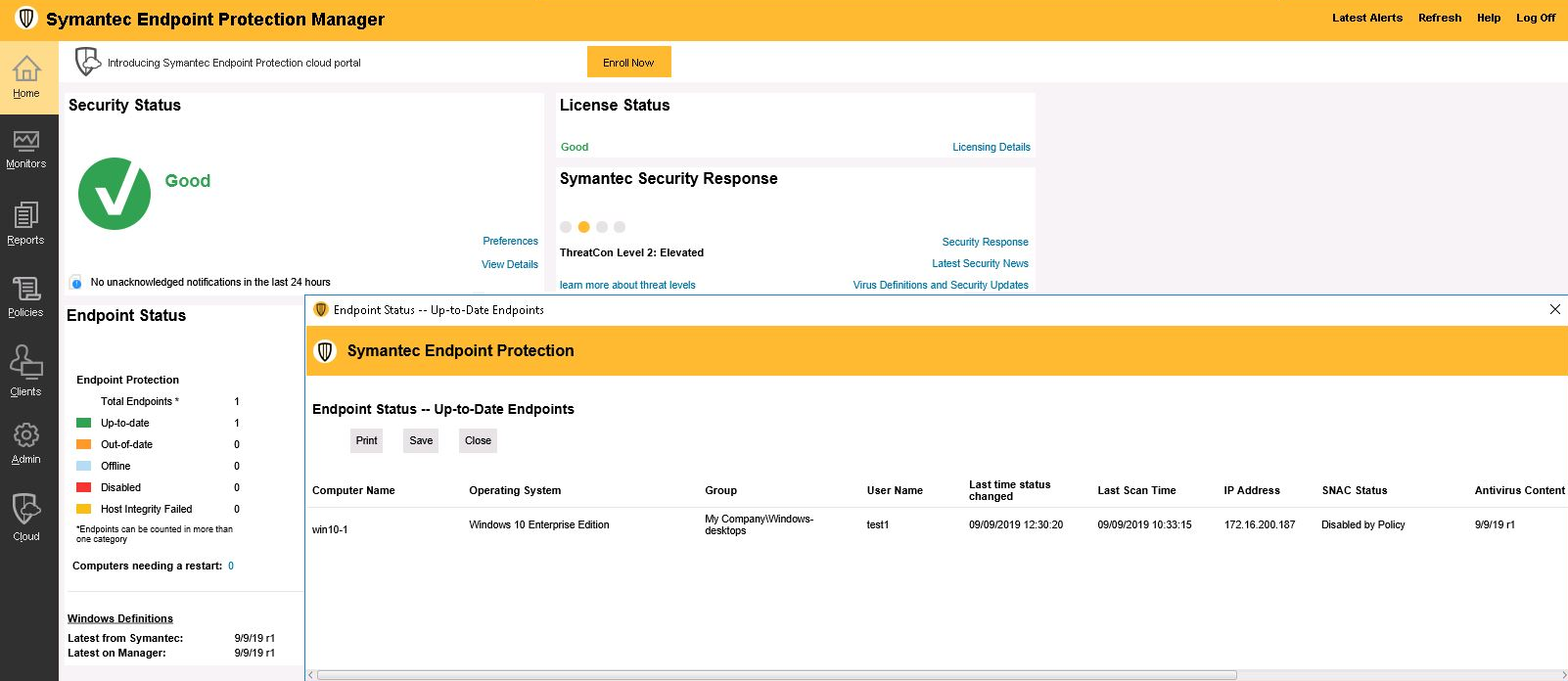 symantec endpoint manager view policies