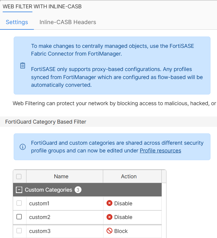 Configuring custom Web Filter categories | FortiSASE | Fortinet ...