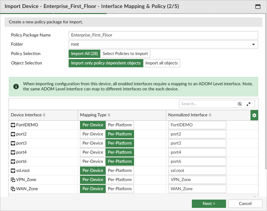 Importing policies and objects | FortiManager 7.4.5 | Fortinet Document ...