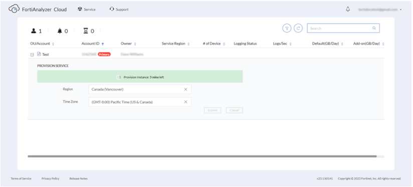 Deploying a FortiAnalyzer Cloud instance | FortiPAM 1.7.0 | Fortinet ...