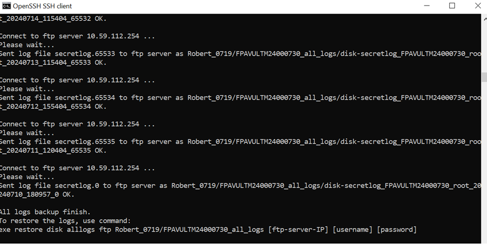 Backing up logs to the FTP server | FortiPAM 1.7.0 | Fortinet Document ...