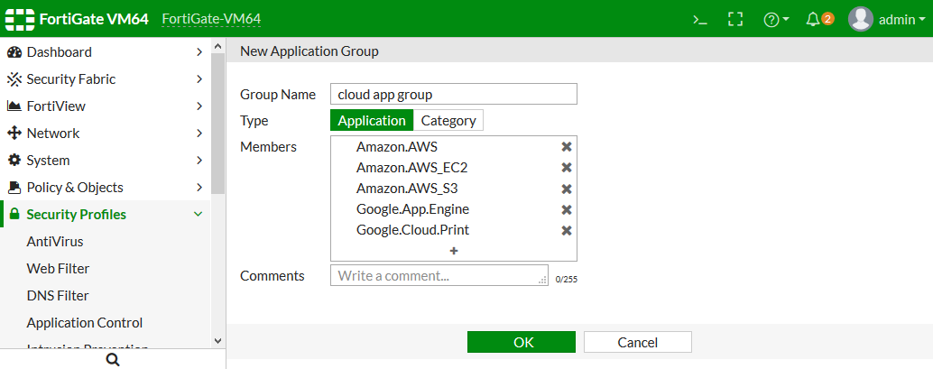 Application groups in policies | FortiGate / FortiOS 6.2.16 | Fortinet ...
