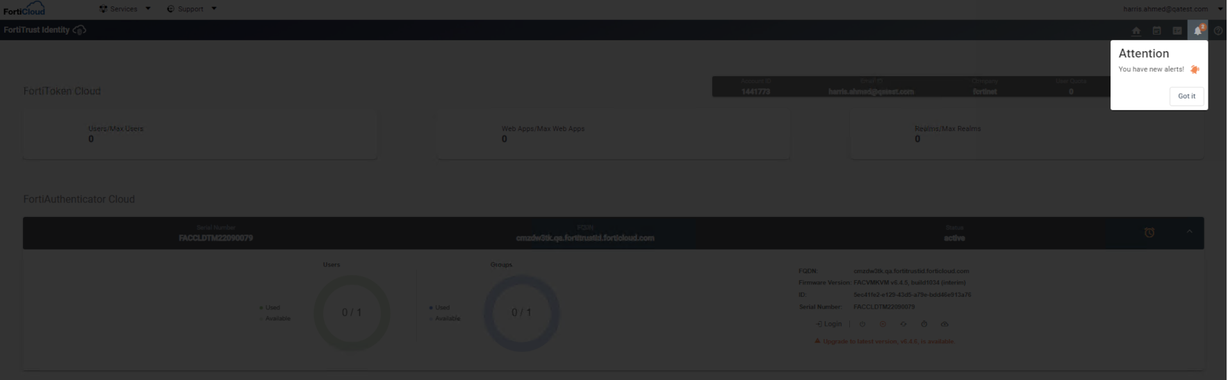 Fortrust Login Dashboard | FortiTrust Identity 22.4.1
