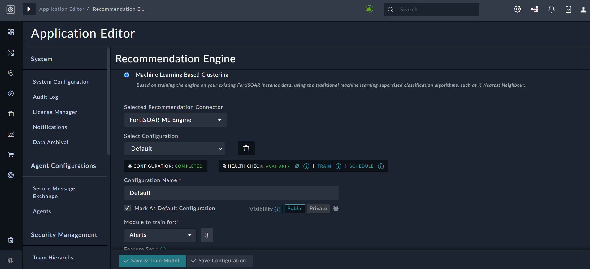 Recommendation Engine - Configured along with the training dataset