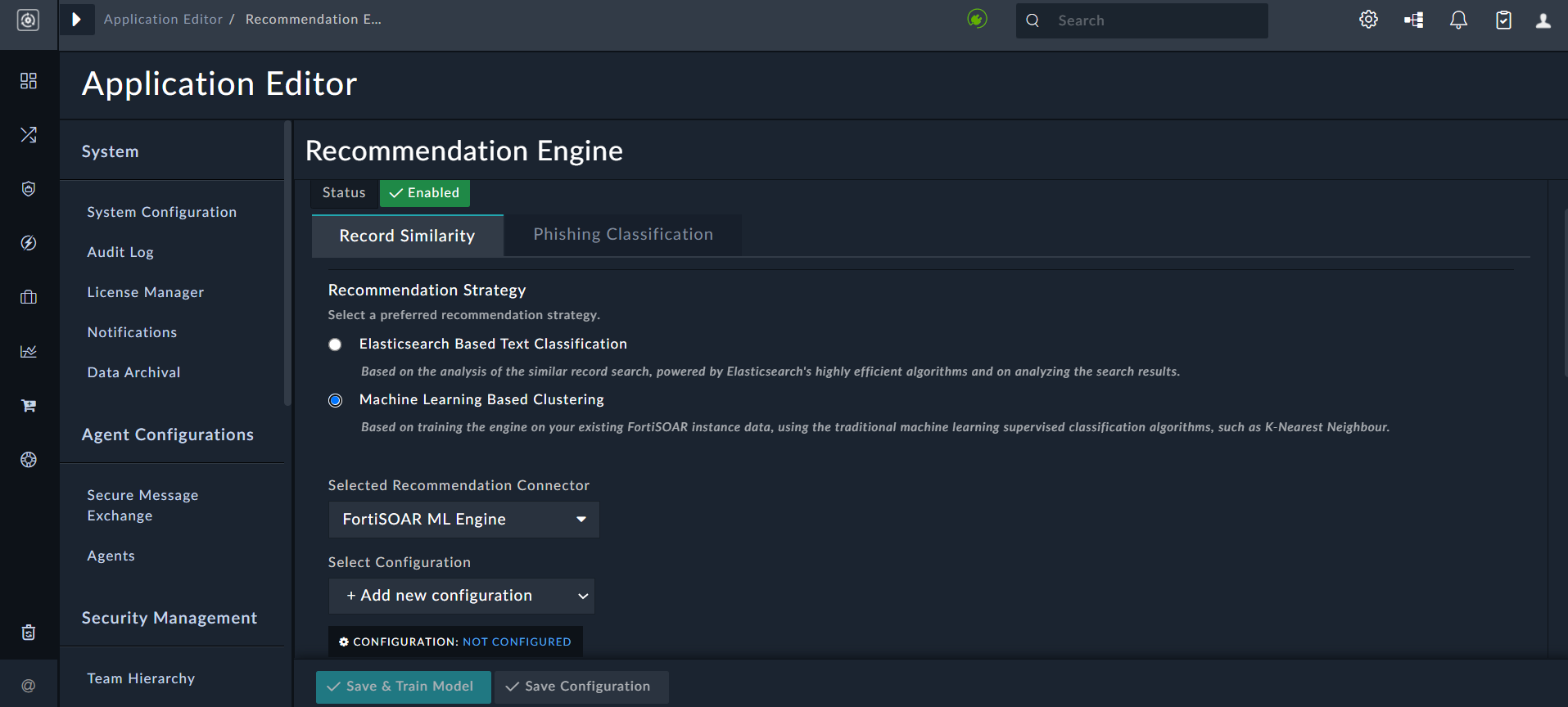 Configuring the Recommendation Engine
