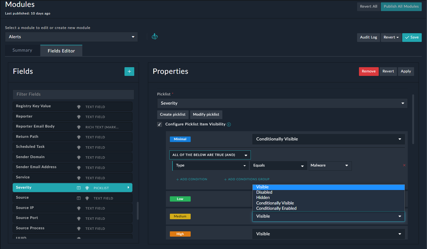 Configure Picklist Option Visibility