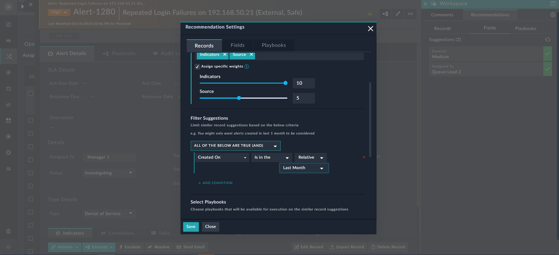 Defining the filter criteria for similar records