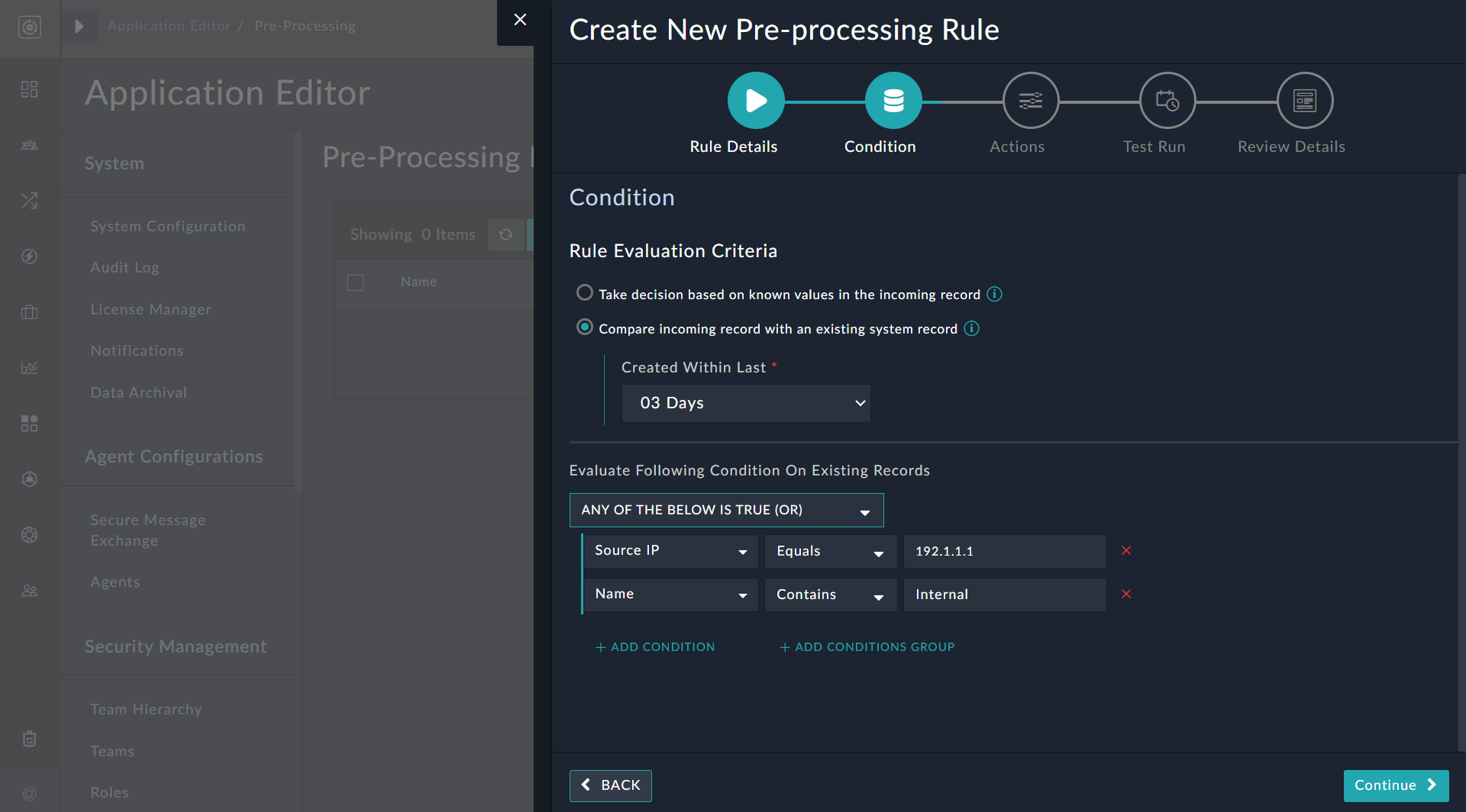 Pre-processing wizard - Defining condition to drop records