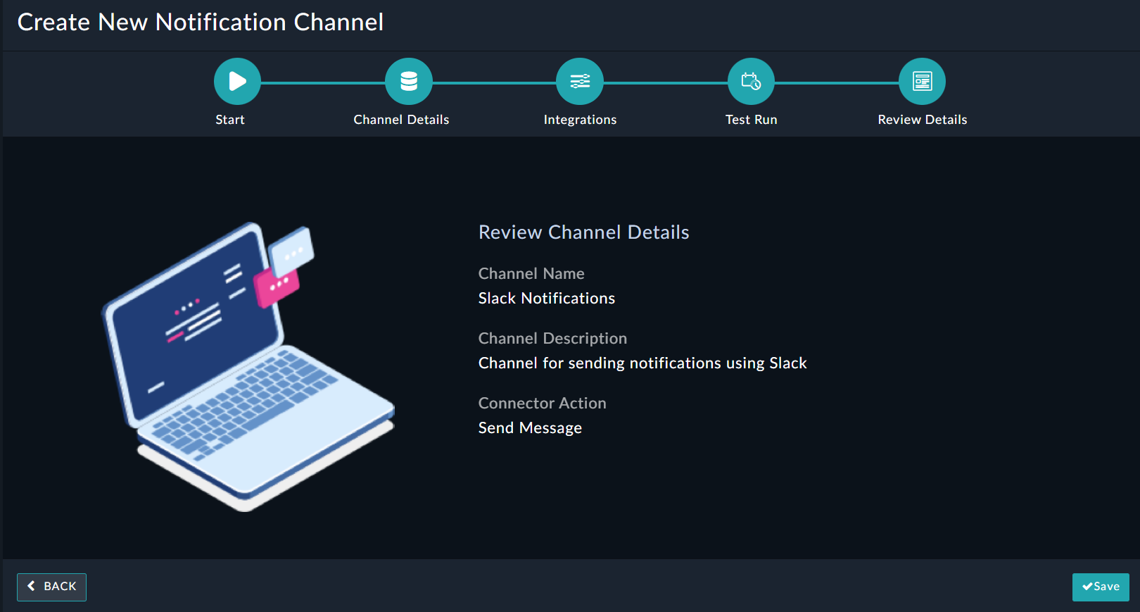 Setting up Notification Channel: Reviewing the channel details