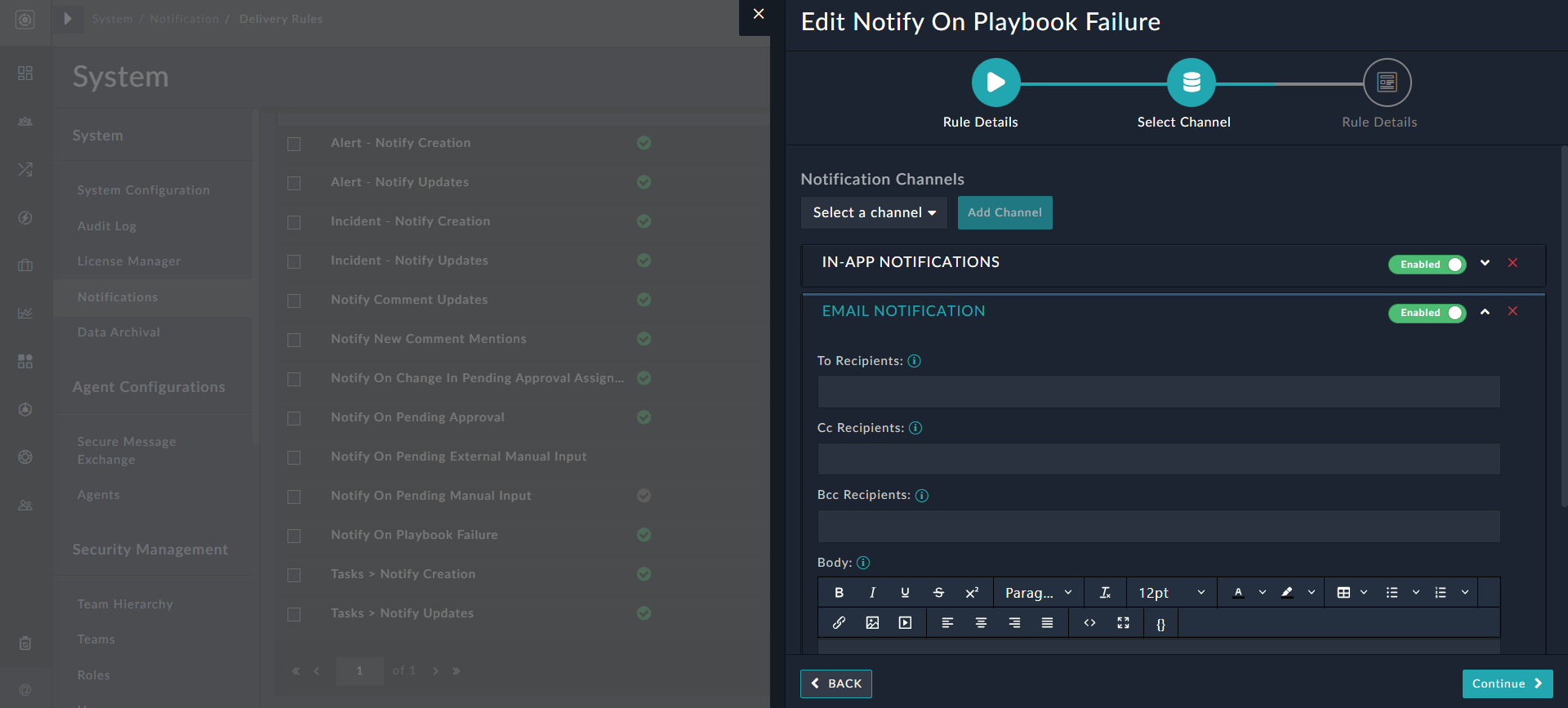 Editing Delivery Rules