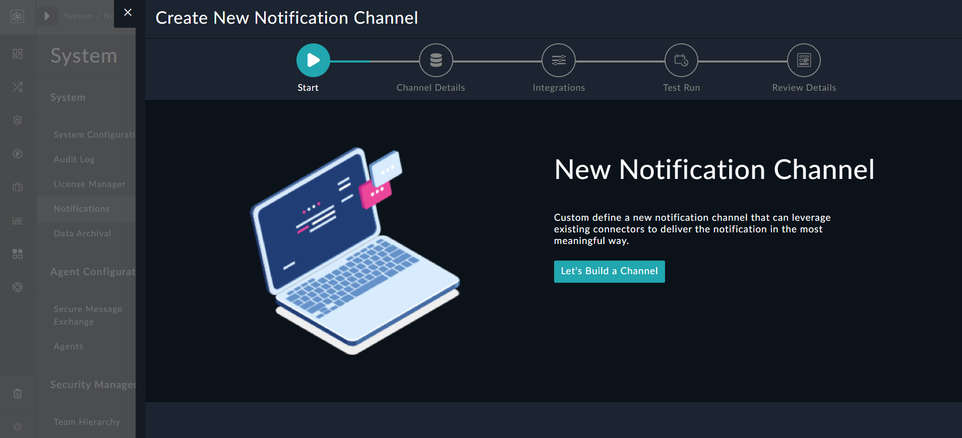 Create New Notification Channel wizard