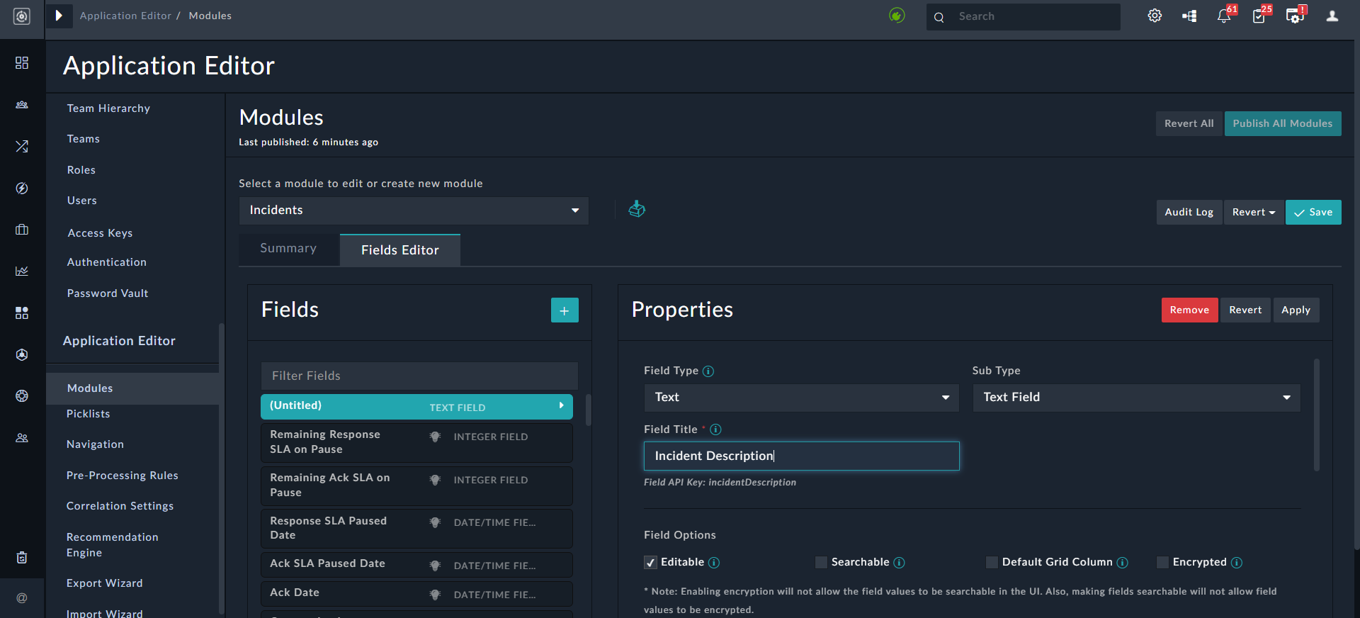 Editing Field Properties
