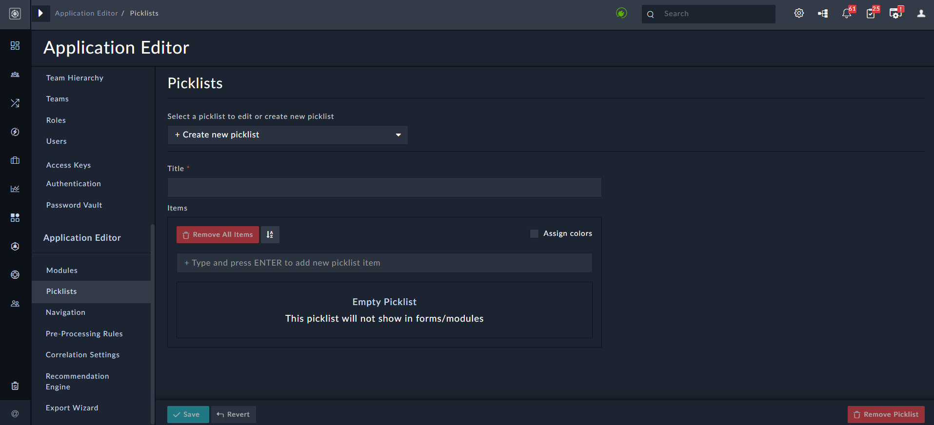 Picklist Editor
