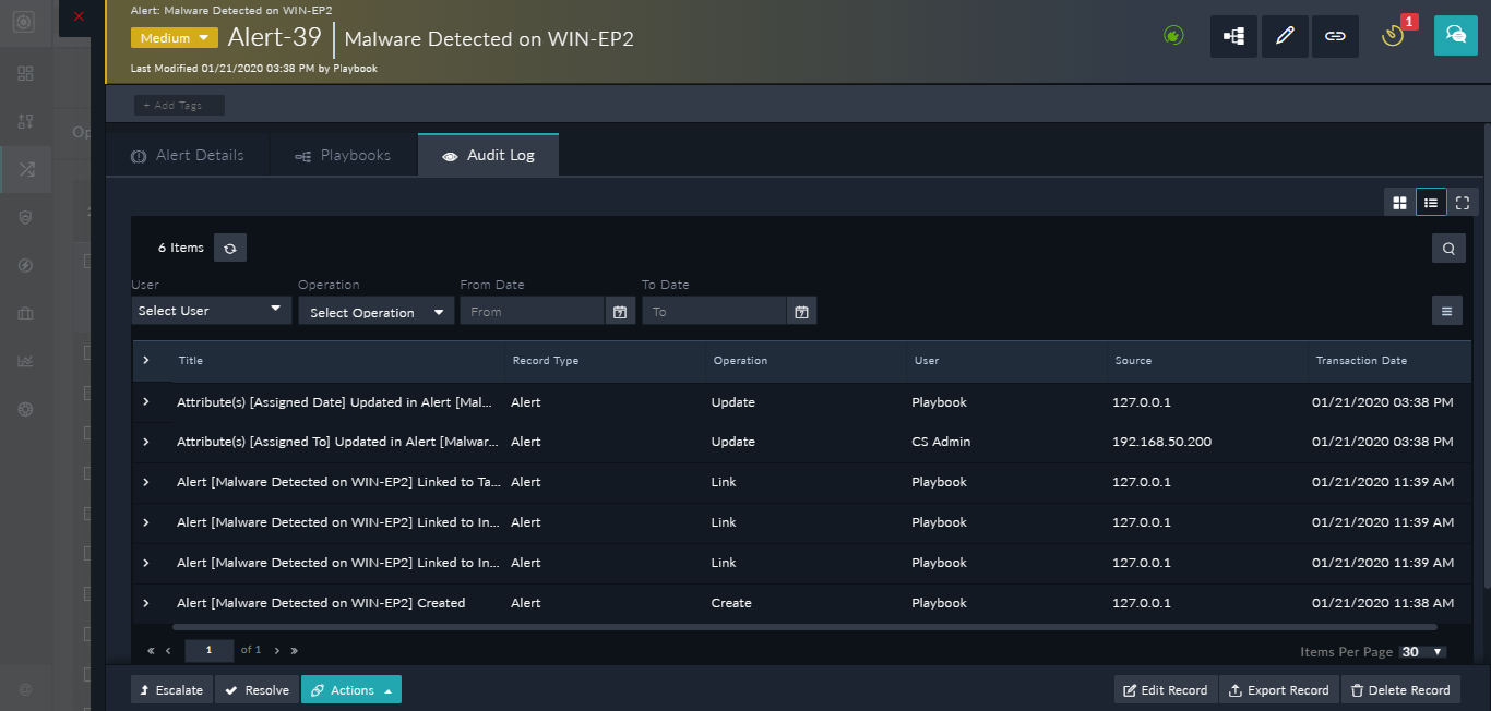 Grid Widget output on the Detail View page
