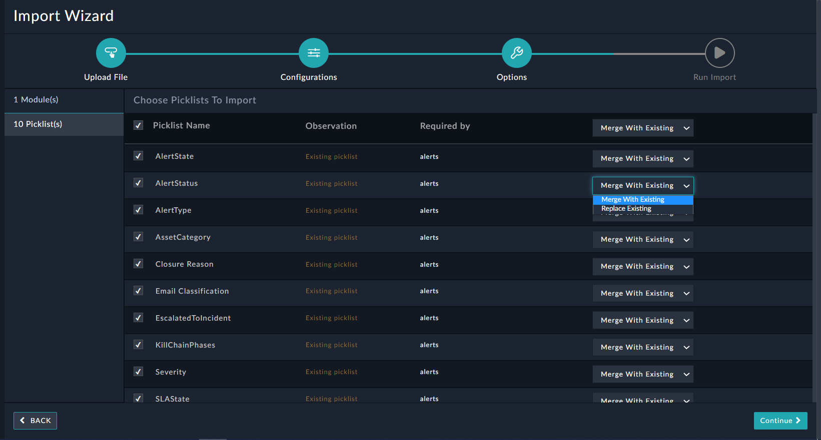 Importing Picklists