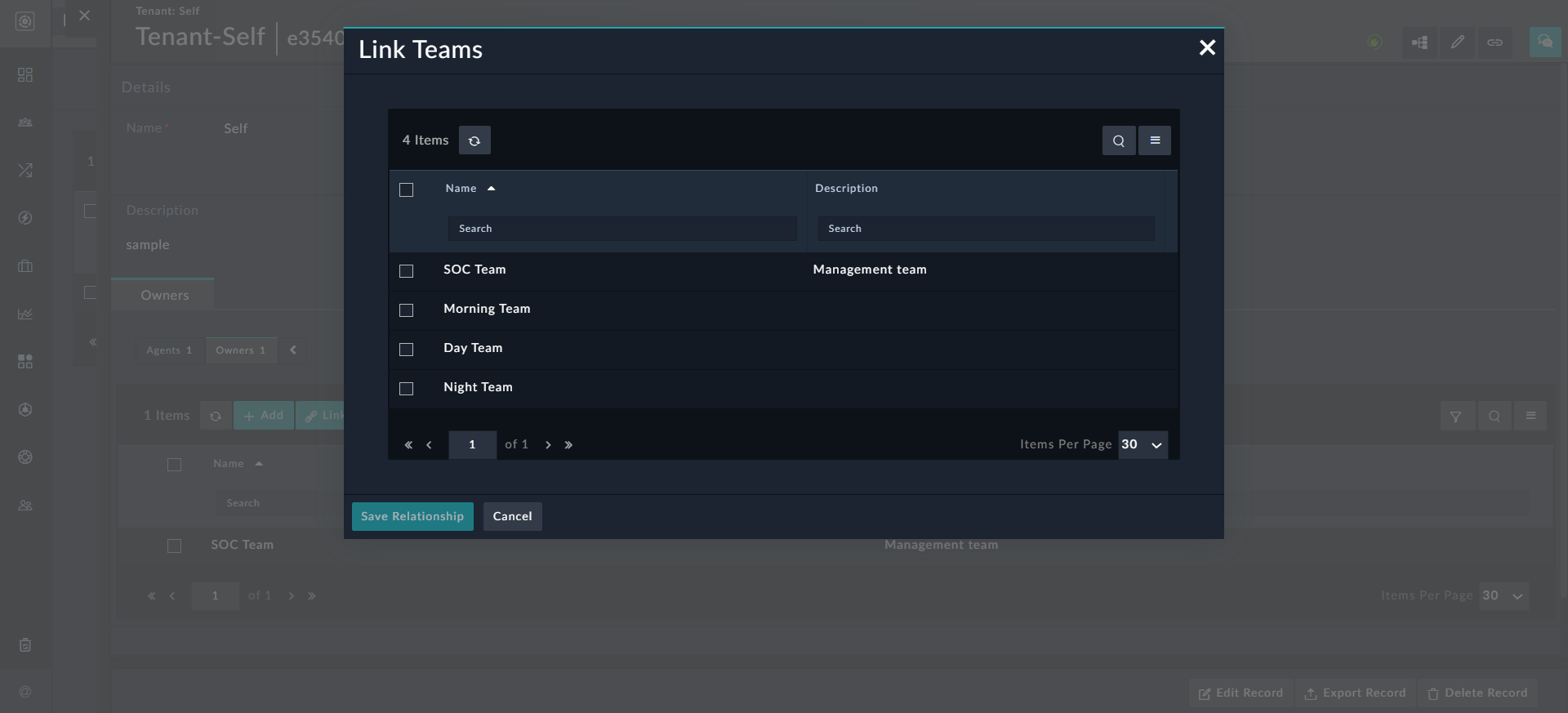 Self Tenant Record