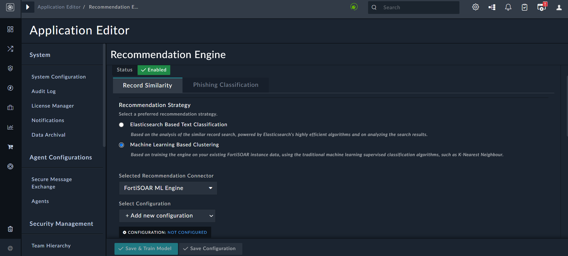 Configuring the Recommendation Engine