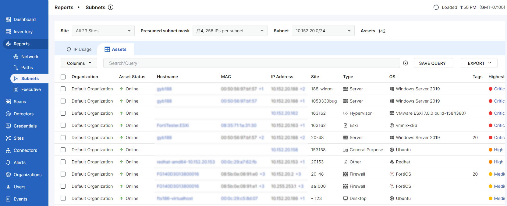 Subnets reports | FortiDevice 25.2.a | Fortinet Document Library
