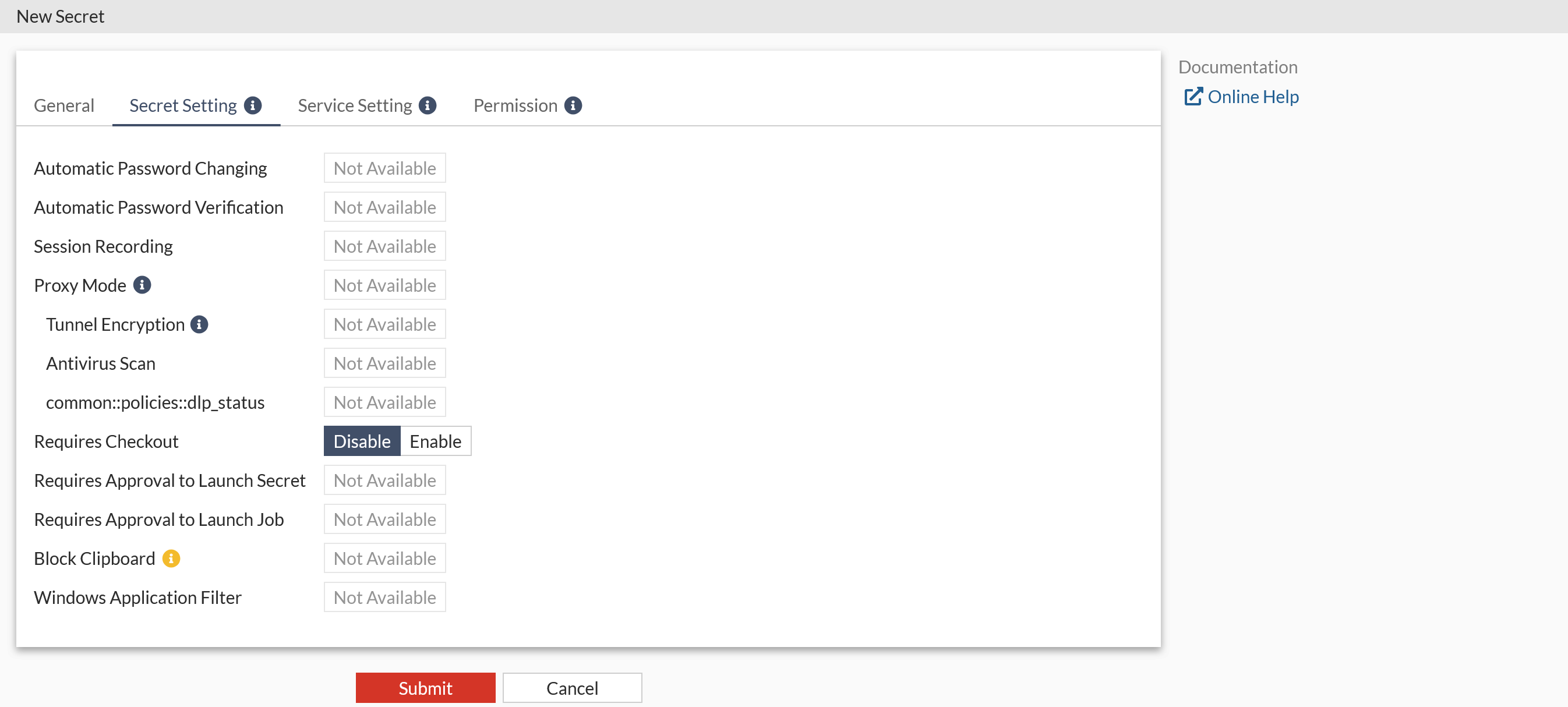 Creating a secret | FortiSRA 1.5.0 | Fortinet Document Library