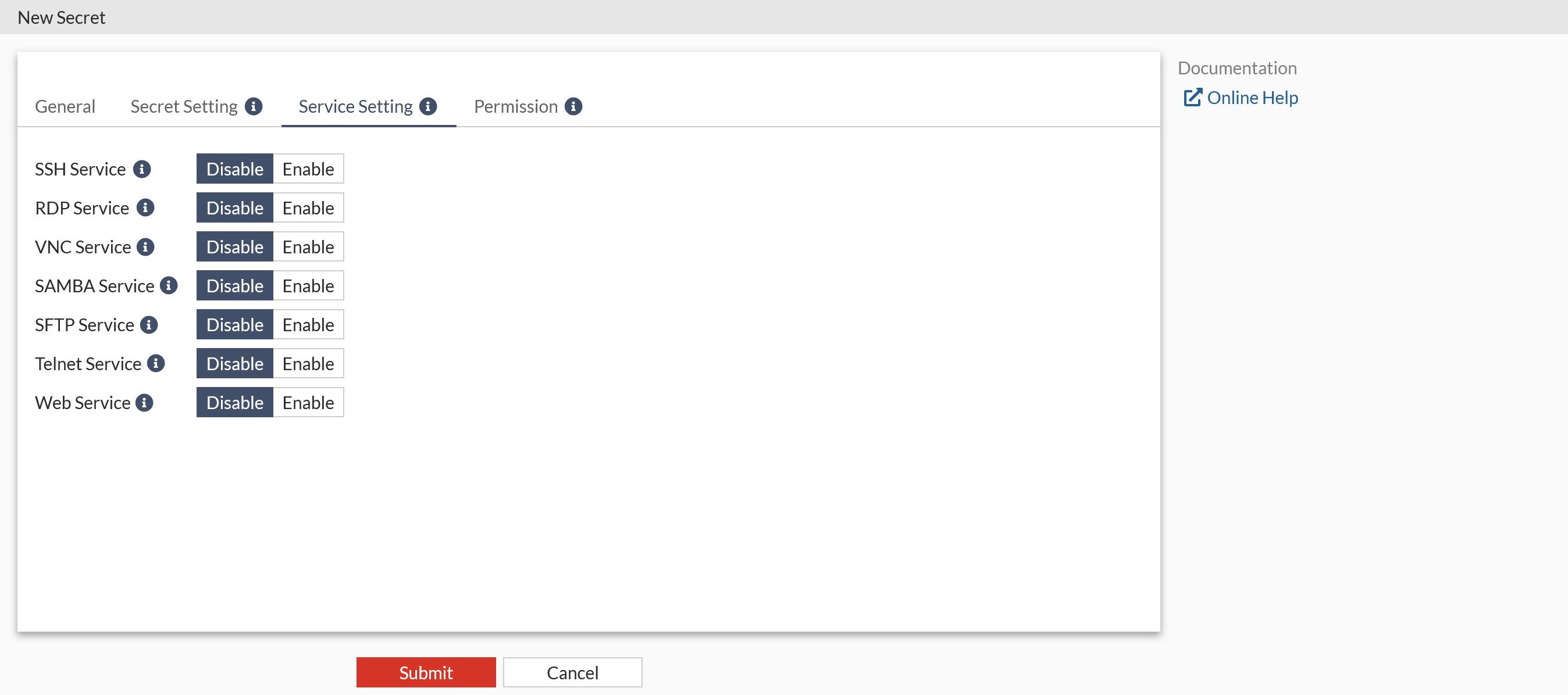 Creating a secret | FortiSRA 1.5.0 | Fortinet Document Library