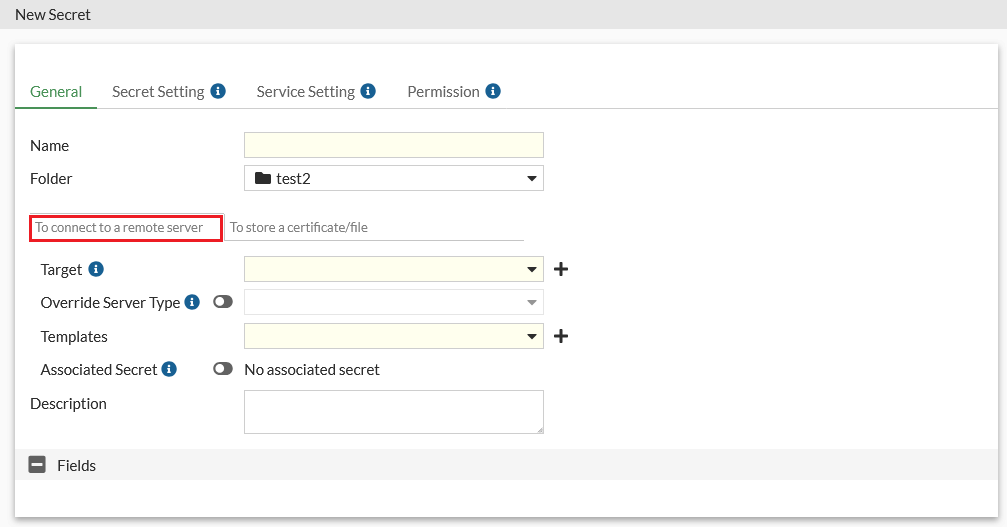 Creating a secret | FortiSRA 1.5.0 | Fortinet Document Library