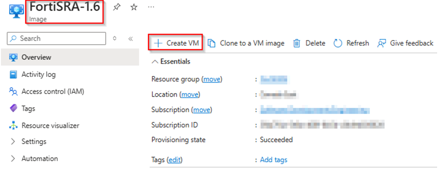 Installation on Azure | FortiSRA 1.6.1 | Fortinet Document Library