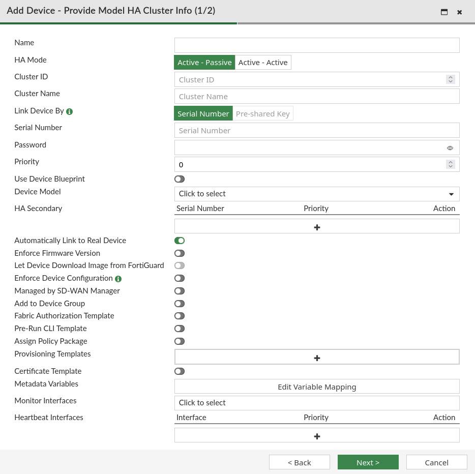 Adding a FortiGate HA cluster