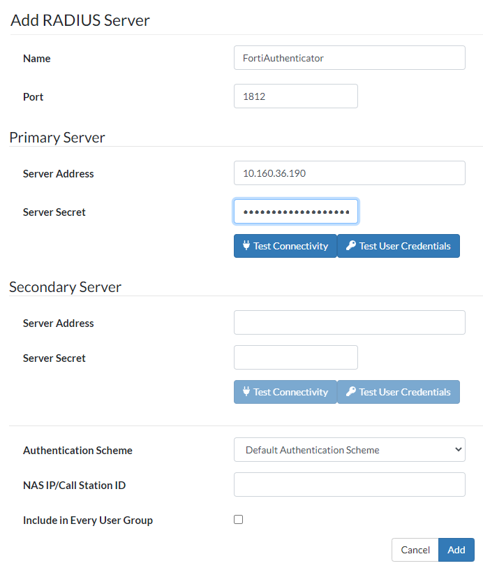 Authenticating users with a RADIUS server FortiSwitch 7.2.6